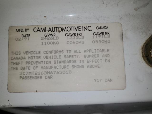 2C7MT2163M6763010 - 1991 PONTIAC FIREFLY WHITE photo 12