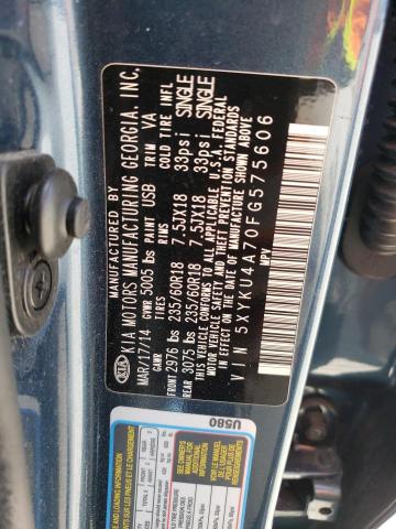 5XYKU4A70FG575606 - 2015 KIA SORENTO EX BLUE photo 12