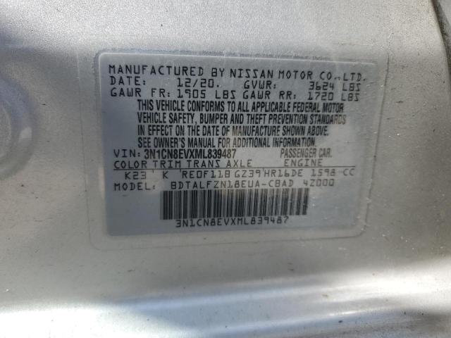 3N1CN8EVXML839487 - 2021 NISSAN VERSA SV SILVER photo 13