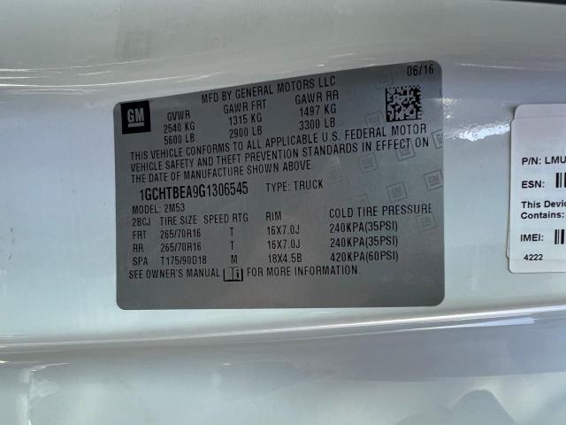 1GCHTBEA9G1306545 - 2016 CHEVROLET COLORADO WHITE photo 10