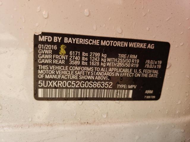 5UXKR0C52G0S86352 - 2016 BMW X5 XDRIVE35I WHITE photo 12