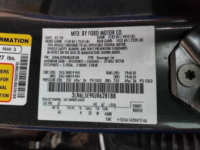 3LN6L5E90JR628188 - 2018 LINCOLN MKZ RESERVE გრაფიტი ფოტო 12