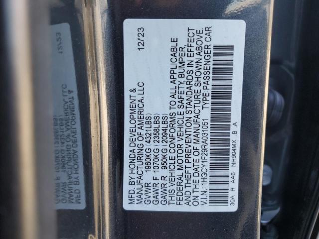 1HGCY1F29RA031051 - 2024 HONDA ACCORD LX CHARCOAL photo 12