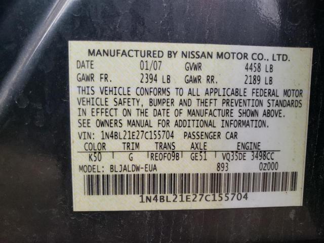 1N4BL21E27C155704 - 2007 NISSAN ALTIMA 3.5SE GRAY photo 12