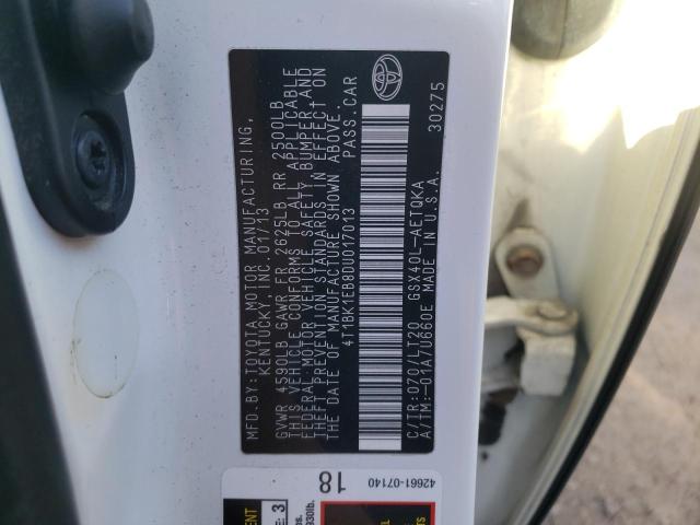 4T1BK1EB8DU017013 - 2013 TOYOTA AVALON BASE 白色 照片 13