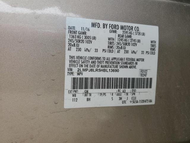 2LMPJ8LR5HBL13690 - 2017 LINCOLN MKX RESERVE TAN photo 13