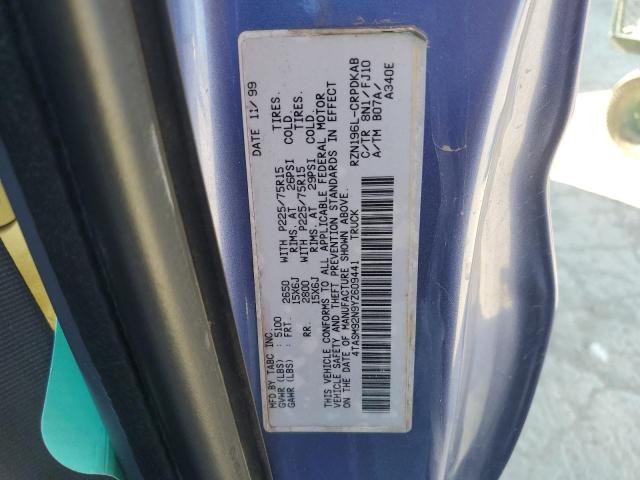 4TASM92N9YZ609441 - 2000 TOYOTA TACOMA XTRACAB PRERUNNER ლურჯი ფოტო 12