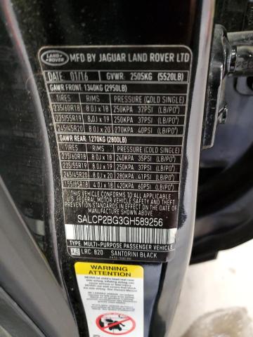 SALCP2BG3GH589256 - 2016 LAND ROVER DISCOVERY SE BLACK photo 12