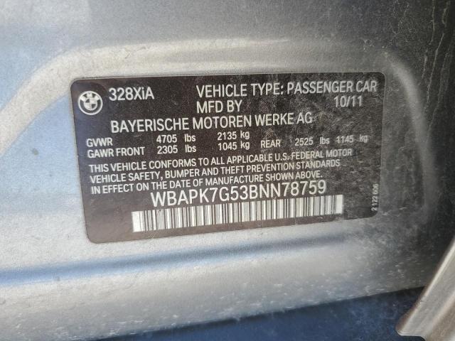 WBAPK7G53BNN78759 - 2011 BMW 328 XI GRAY photo 12