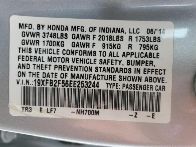 19XFB2F56EE253244 - 2014 HONDA CIVIC LX SILVER photo 12