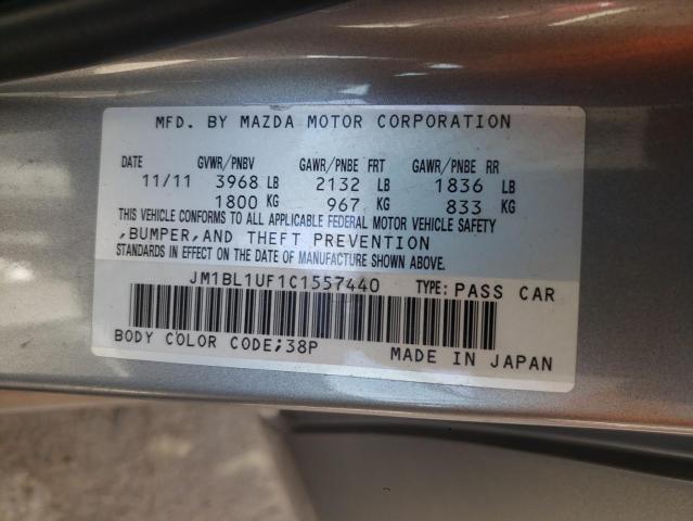 JM1BL1UF1C1557440 - 2012 MAZDA 3 I SILVER photo 12