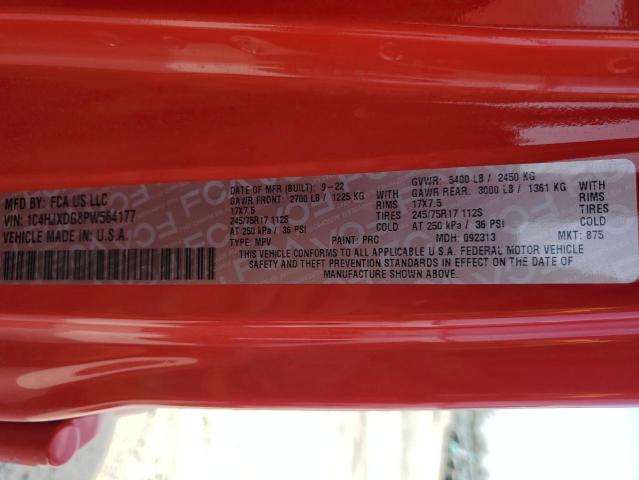 1C4HJXDG8PW564177 - 2023 JEEP WRANGLER SPORT RED photo 12