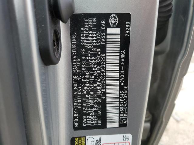 4T1BE32K55U532298 - 2005 TOYOTA CAMRY LE GRAY photo 12