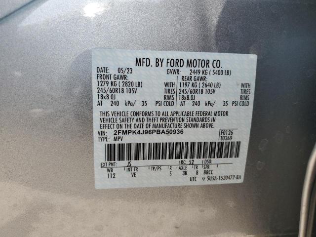 2FMPK4J96PBA50936 - 2023 FORD EDGE SEL SILVER photo 12