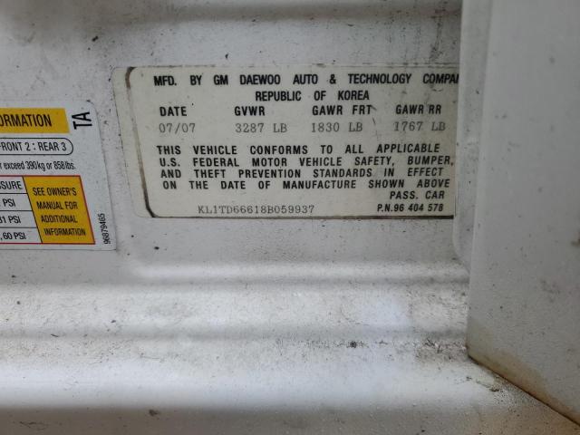 KL1TD66618B059937 - 2008 CHEVROLET AVEO BASE Ağ foto 12