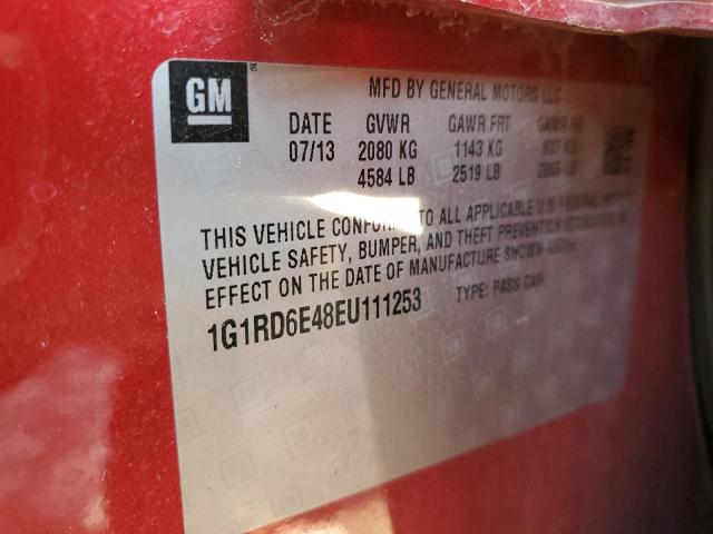 1G1RD6E48EU111253 - 2014 CHEVROLET VOLT BURGUNDY photo 12