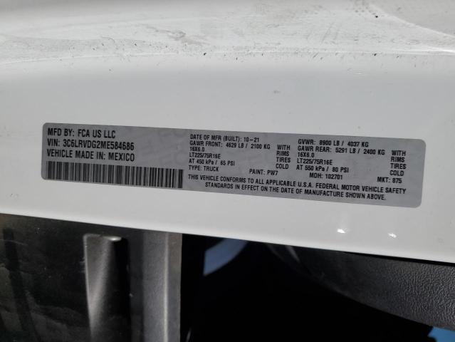 3C6LRVDG2ME584686 - 2021 RAM PROMASTER 2500 HIGH WHITE photo 13