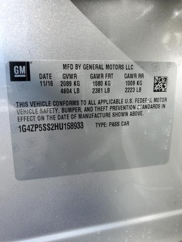 1G4ZP5SS2HU168933 - 2017 BUICK LACROSSE ESSENCE SILVER photo 12