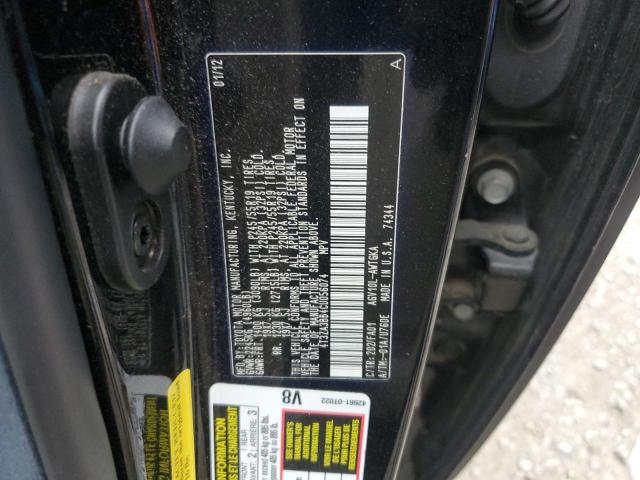 4T3ZA3BB4CU056074 - 2012 TOYOTA VENZA LE BLACK photo 12