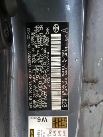 JTKDE167880272314 - 2008 TOYOTA SCION TC ნაცრისფერი ფოტო 12