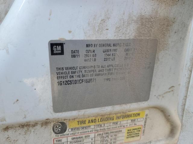 1G1ZC5E00CF160071 - 2012 CHEVROLET MALIBU 1LT 白色 照片 12