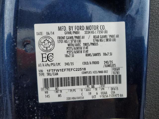 1FTFW1EF7EFC22518 - 2014 FORD F150 SUPERCREW BLUE photo 12