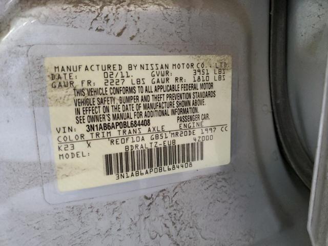 3N1AB6AP0BL684408 - 2011 NISSAN SENTRA 2.0 SILVER photo 12