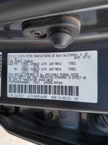 3TMCZ5AN5MM440003 - 2021 TOYOTA TACOMA DOUBLE CAB Gris photo 12