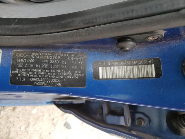 KMHDN46D86U303593 - 2006 HYUNDAI ELANTRA GLS BLUE photo 12