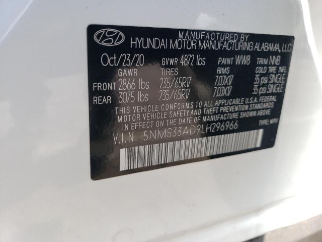 5NMS33AD9LH296966 - 2020 HYUNDAI SANTA FE SEL WHITE photo 14