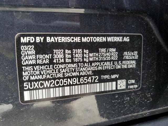 5UXCW2C05N9L65472 - 2022 BMW X7 XDRIVE40I BLACK photo 13