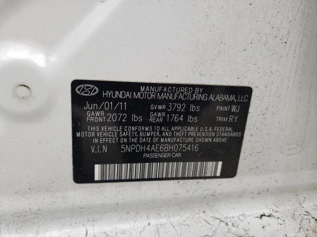 5NPDH4AE6BH075416 - 2011 HYUNDAI ELANTRA GLS WHITE photo 13