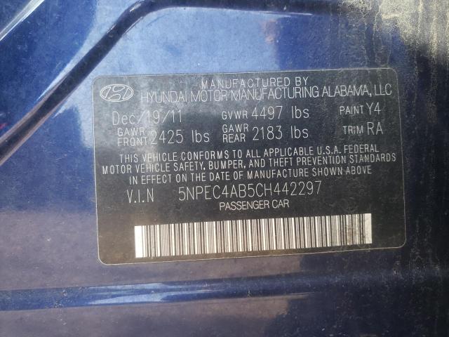 5NPEC4AB5CH442297 - 2012 HYUNDAI SONATA SE BLUE photo 12