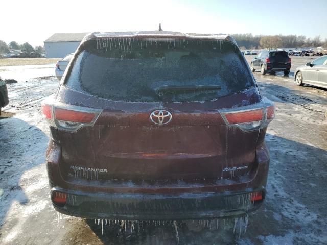 5TDJKRFH3GS230462 - 2016 TOYOTA HIGHLANDER XLE MAROON photo 6