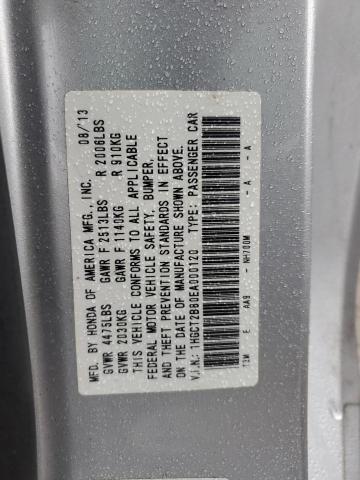 1HGCT2B80EA000120 - 2014 HONDA ACCORD EXL SILVER photo 12