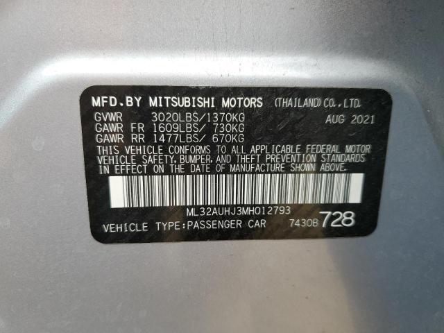 ML32AUHJ3MH012793 - 2021 MITSUBISHI MIRAGE ES SILVER photo 12