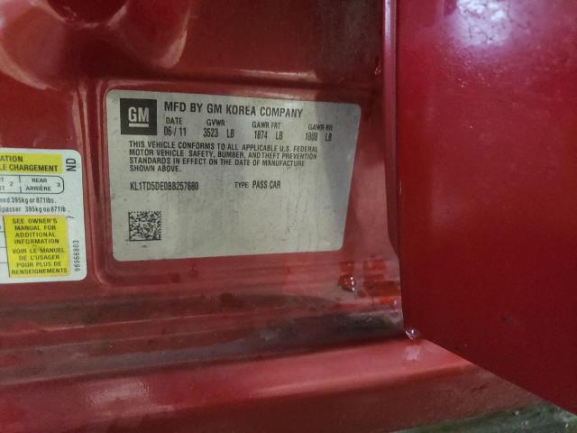 KL1TD5DE0BB257680 - 2011 CHEVROLET AVEO LS Qırmızı foto 13