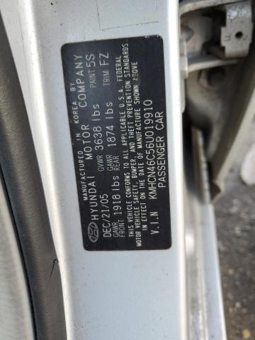 KMHCN46C56U019910 - 2006 HYUNDAI ACCENT GLS SILVER photo 12