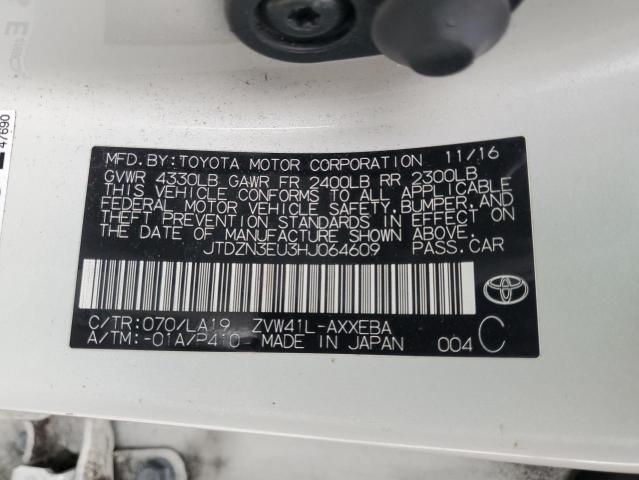 JTDZN3EU3HJ064609 - 2017 TOYOTA PRIUS V WHITE photo 12