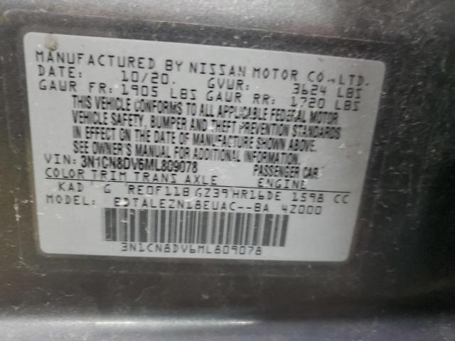 3N1CN8DV6ML809078 - 2021 NISSAN VERSA S GRAY photo 13