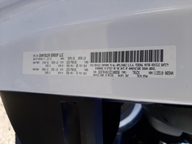 3C6TRVAG1EE108936 - 2014 RAM PROMASTER 1500 STANDARD WHITE photo 13