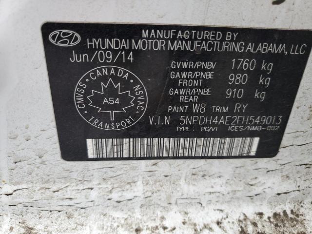 5NPDH4AE2FH549013 - 2015 HYUNDAI ELANTRA SE WHITE photo 12