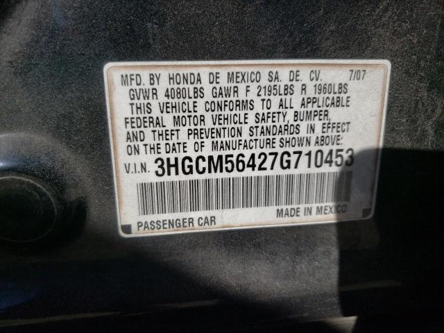 3HGCM56427G710453 - 2007 HONDA ACCORD LX BLACK photo 12