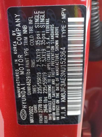 KM8JF3AE3NU152364 - 2022 HYUNDAI TUCSON N LINE RED photo 14