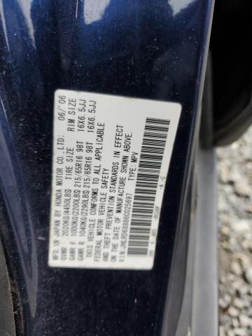 JHLRD68886C025697 - 2006 HONDA CR-V EX BLUE photo 13