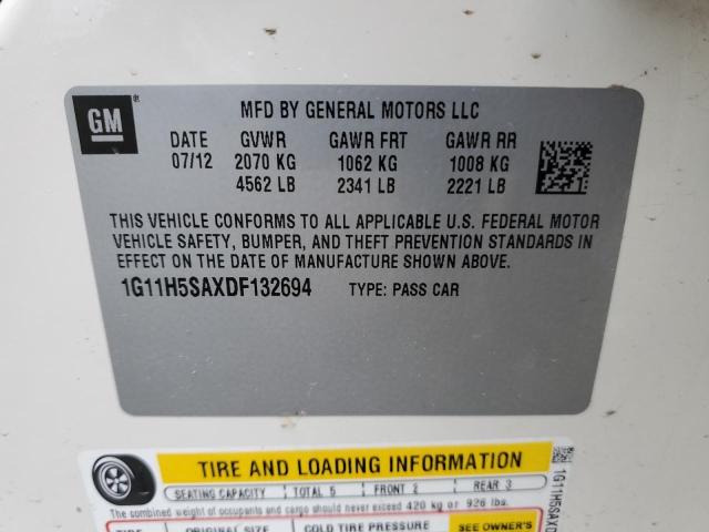 1G11H5SAXDF132694 - 2013 CHEVROLET MALIBU LTZ თეთრი ფოტო 13