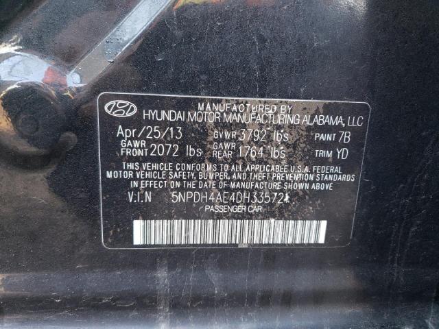 5NPDH4AE4DH335721 - 2013 HYUNDAI ELANTRA GLS BLACK photo 12