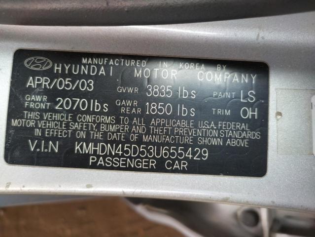 KMHDN45D53U655429 - 2003 HYUNDAI ELANTRA GLS WHITE photo 12