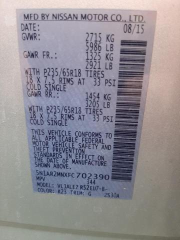 5N1AR2MNXFC702390 - 2015 NISSAN PATHFINDER S SILVER photo 13