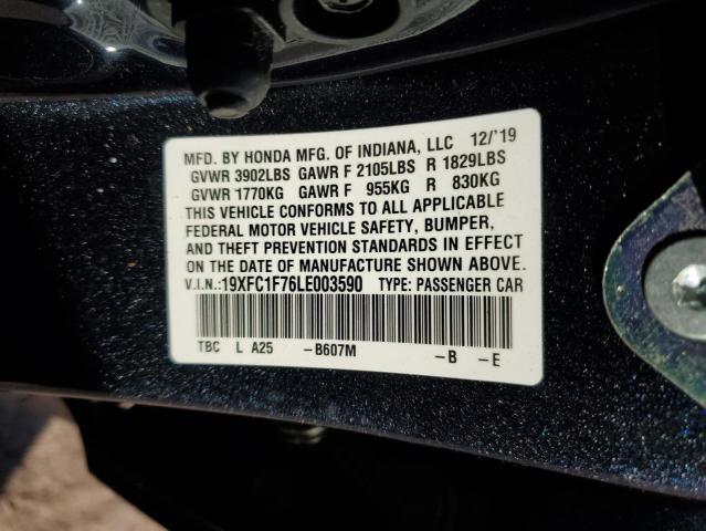 19XFC1F76LE003590 - 2020 HONDA CIVIC EXL გრაფიტი ფოტო 12